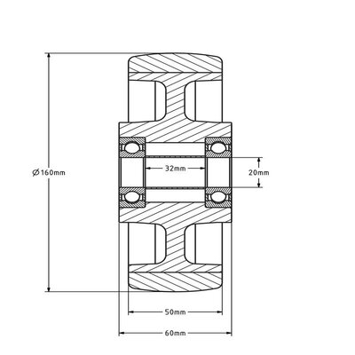 Kóło ze stali nierdzewnej 160 mm - niebieskie - PU - łożysko rolkowe - 450 kg