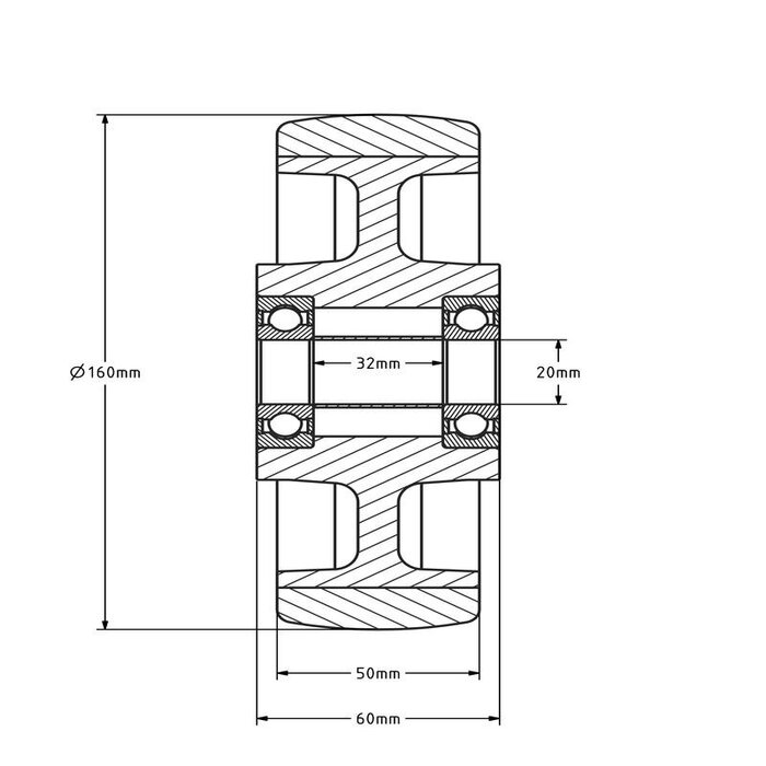 Kóło ze stali nierdzewnej 160 mm - niebieskie - PU - łożysko rolkowe - 450 kg