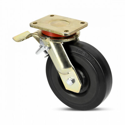 Wytrzymałe gumowe kółko obrotowe z hamulcem 200 mm - 550 kg