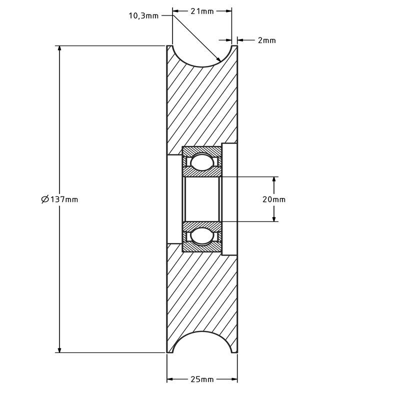 Koło rowkowane 140 mm z rowkiem U - 270 kg