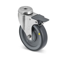 ESD Kółka obrotowe ze stali nierdzewnej z hamulcem 80 mm PU - 50 kg
