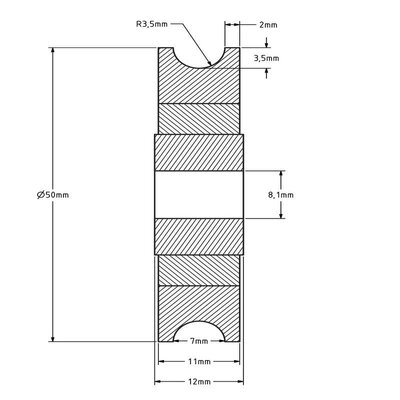 Krążek kablowy 50 mm z rowkiem U - 85 kg
