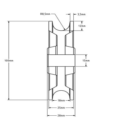 Plastikowy krążek kablowy 100 mm z rowkiem U - 160 kg
