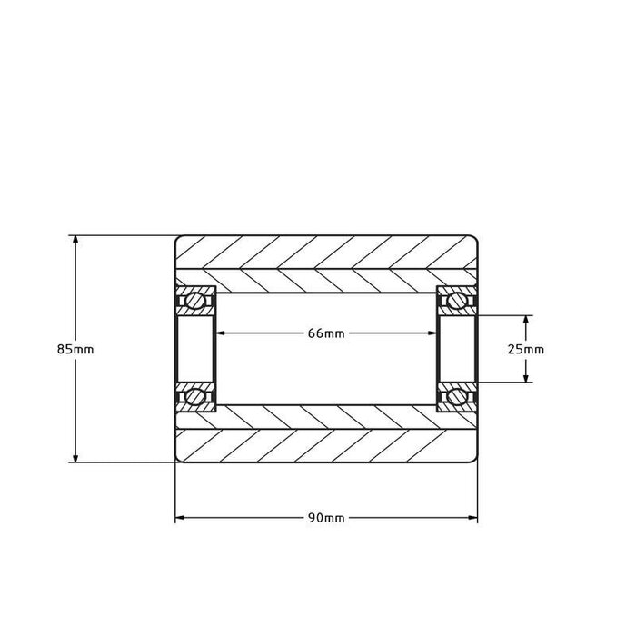 Rolka paletowa PU 85x90 mm - łożysko kulkowe - 900 kg