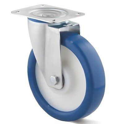 Stal nierdzewna PU kółko obrotowe 200 mm - łożysko kulkowe - 450 kg