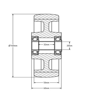Kóło ze stali nierdzewnej 160 mm - niebieskie - PU - łożysko rolkowe - 450 kg