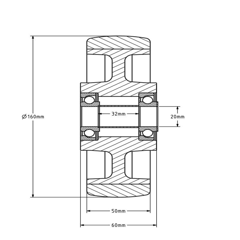 Kóło ze stali nierdzewnej 160 mm - niebieskie - PU - łożysko rolkowe - 450 kg