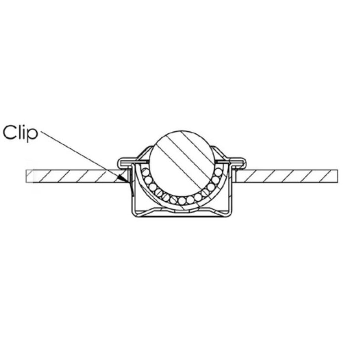 Sprężynowy klips RVS do gniazda kulowego 15.8 mm (25x29x6.8)