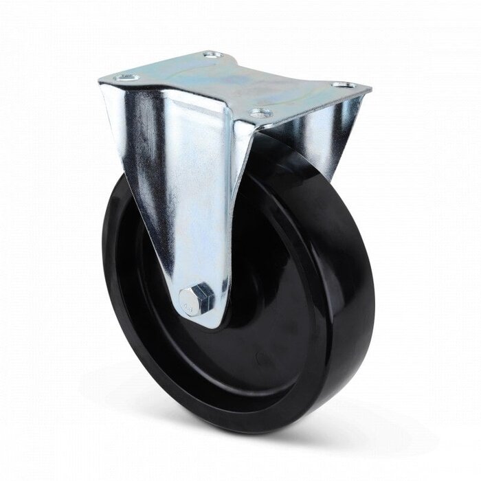 Czarne poliuretanowe kółko stałe 200 mm - 400 kg