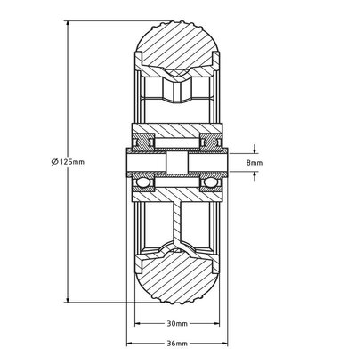 Miękkie gumowe kóło 125 mm - 75 kg