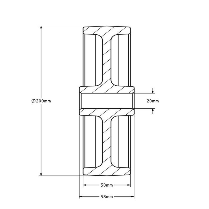 Kóło nylonowe 200 mm - otwór 20 mm - 550 kg