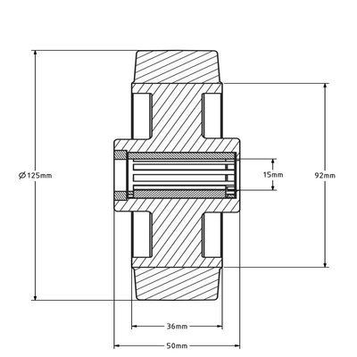 Kóło ze stali nierdzewnej 125 mm - niebieska elastyczna guma - 250 kg