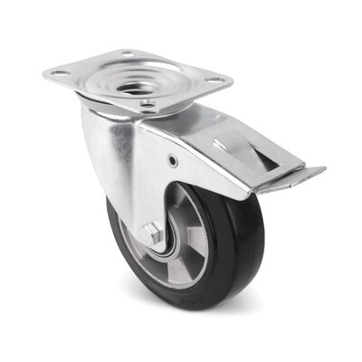 Gumowe kółka obrotowe z hamulcem 125 mm - łożysko kulkowe - 300 kg