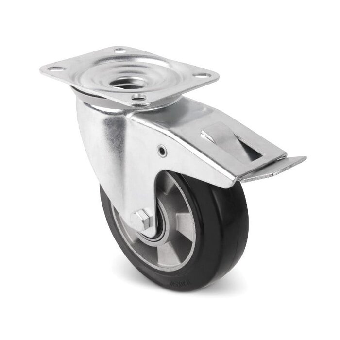 Gumowe kółka obrotowe z hamulcem 125 mm - łożysko kulkowe - 300 kg