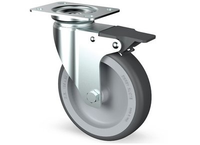 Kółka obrotowe ze stali nierdzewnej z hamulcem 75 mm - Guma - 60 kg