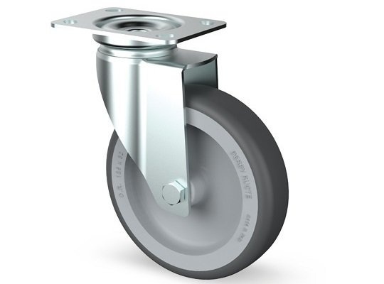 Kółka obrotowe ze stali nierdzewnej 75 mm - Guma - 60 kg