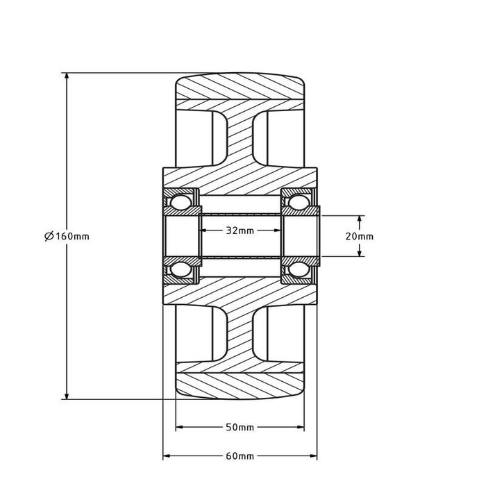 Kóło ze stali nierdzewnej 160 mm - niebieskie - PU - łożysko rolkowe - 450 kg