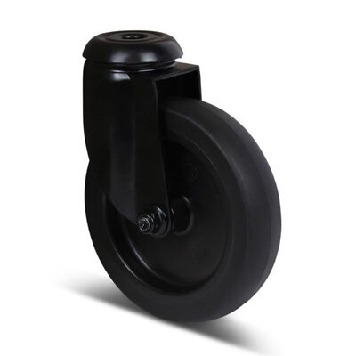Czarne kółko obrotowe 100 mm - otwór na śrubę - 80 kg