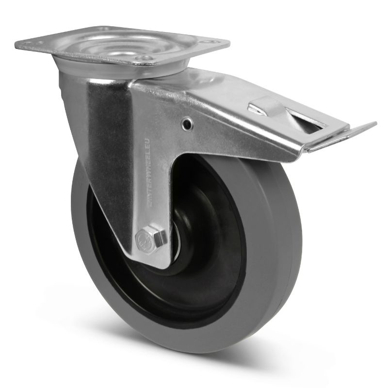 Gumowe kółka obrotowe z hamulcem 200 mm - łożysko kulkowe - 400 kg