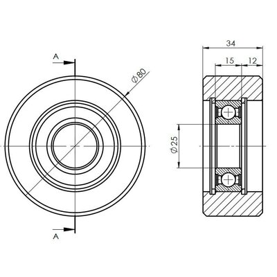 Stalowe kóło ciężarowe 80x34 mm - 700 kg