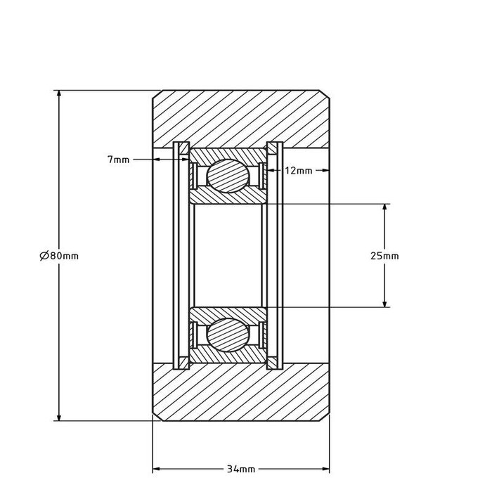 Stalowe kóło ciężarowe 80x34 mm - 700 kg