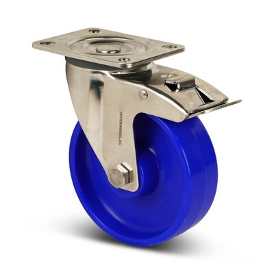 Kółko obrotowe ze stali nierdzewnej z hamulcem 125 mm Nylon - łożysko rolkowe - 200 kg