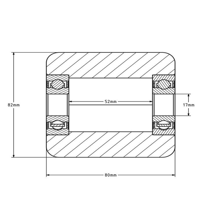 Nylonowa rolka paletowa ze stali nierdzewnej 82x80 mm - łożysko kulkowe - 800 kg