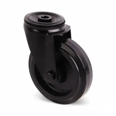 Czarne kółko obrotowe 125 mm - łożysko rolkowe - 200 kg