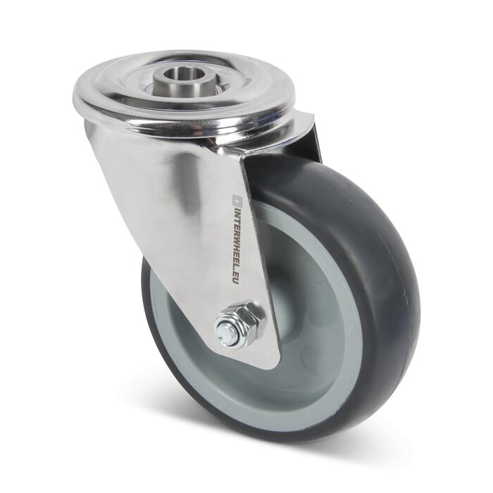 Kółko obrotowe ze stali nierdzewnej 100 mm - Guma - 100 kg