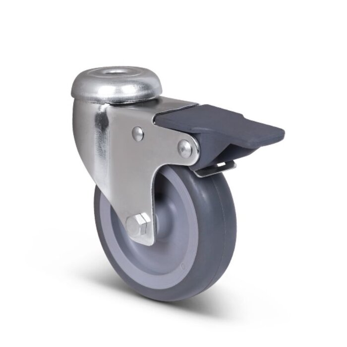 Kółka obrotowe ze stali nierdzewnej z hamulcem 80 mm - Guma - 50 kg