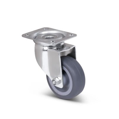 Kółka obrotowe ze stali nierdzewnej 60 mm - Guma - 40 kg