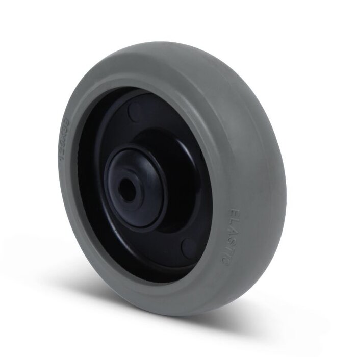 Gumowe kóło 125 mm - łożysko kulkowe  otwór na oś 10 mm - 220 kg