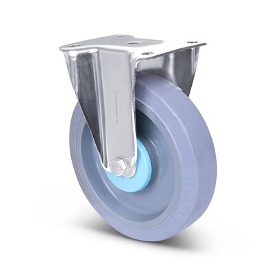 Rvs kółko stałe 200 mm gumowe - łożysko kulkowe - 500 kg