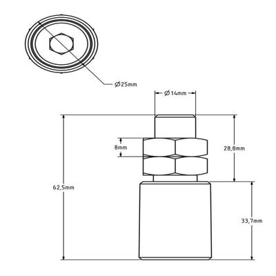 Rolka prowadząca 25 mm do bram przesuwnych - poliamid - 70 kg