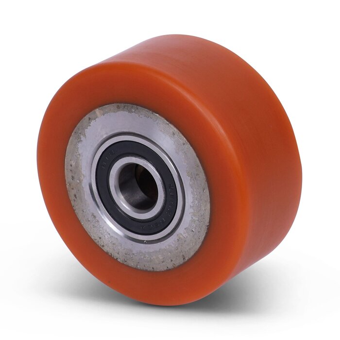 Kóło PU 80 mm - otwór łożyska kulkowego 15 mm - 225 kg