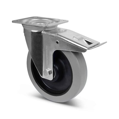 Gumowe kółka obrotowe z hamulcem 200 mm - łożysko kulkowe - 400 kg