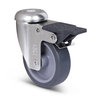 Kółka obrotowe ze stali nierdzewnej z hamulcem 75 mm - Guma - 60 kg