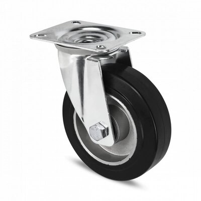 Gumowe kółko obrotowe 125 mm - łożysko kulkowe - 200 kg