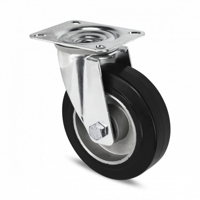 Gumowe kółko obrotowe 125 mm - łożysko kulkowe - 200 kg