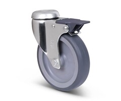 Kółka obrotowe ze stali nierdzewnej z hamulcem 125 mm Guma - 100 kg