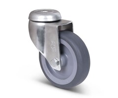 Kółko obrotowe ze stali nierdzewnej 80 mm Guma - 50 kg