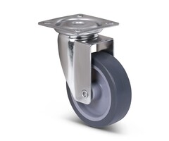 Kółko obrotowe ze stali nierdzewnej 75 mm Guma - 60 kg