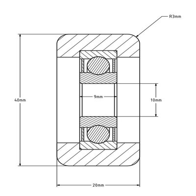 Stal nierdzewna rolka prowadząca 40x20 mm - poliuretan - 90 kg