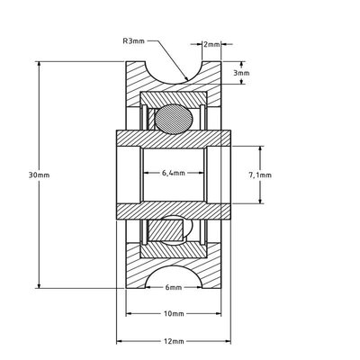 Krążek kablowy 30 mm z rowkiem U - 65 kg