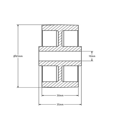 Kółko nylonowe 65 mm - otwór 10 mm - 80 kg