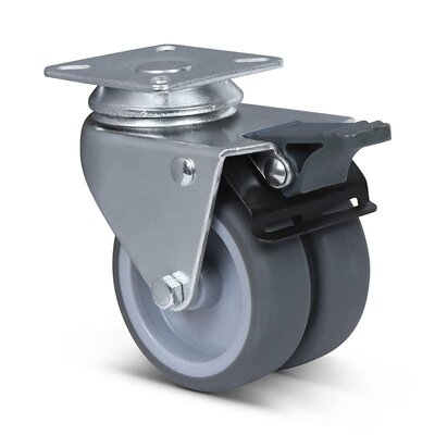 Podwójne Kółko obrotowe z hamulcem 75 mm BH104 - płyta - 120 kg
