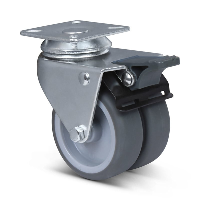 Podwójne Kółko obrotowe z hamulcem 75 mm BH104 - płyta - 120 kg