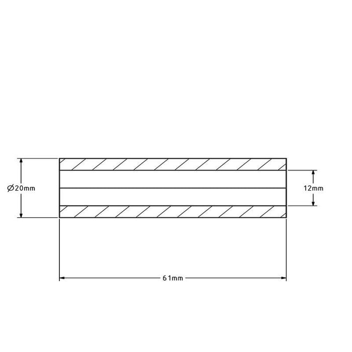 Tuleja wału - 20x12x61 mm | stal ocynkowana