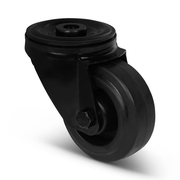 Czarne kółko obrotowe 80 mm - łożysko rolkowe - 100 kg