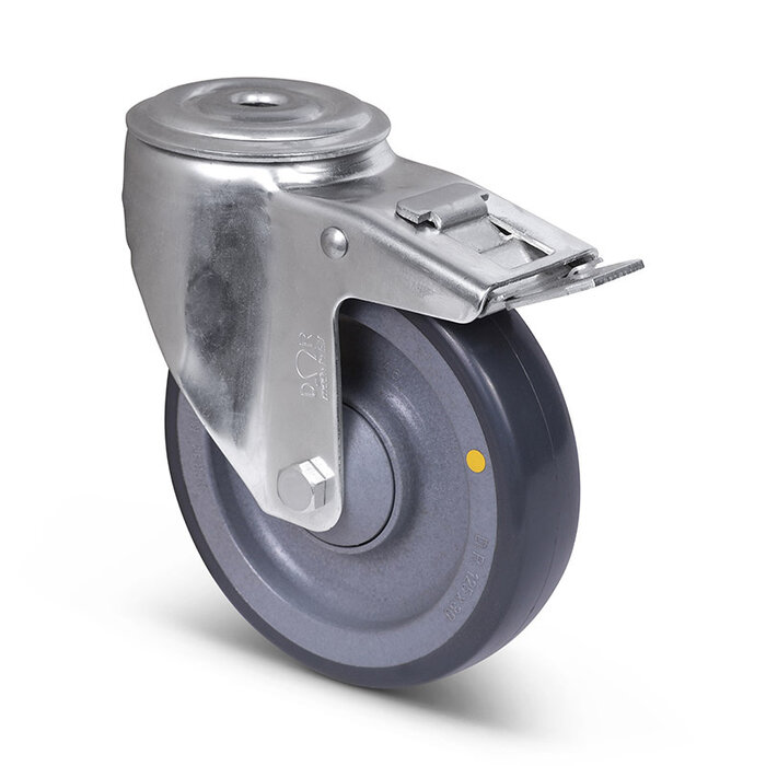 ESD Kółka obrotowe ze stali nierdzewnej z hamulcem 125 mm - 100 kg